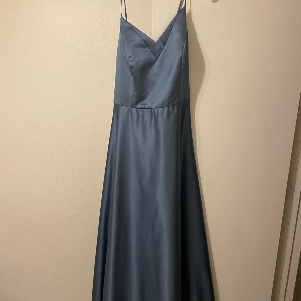David's Bridal Blue Spaghetti Strap Sundress for Weddings